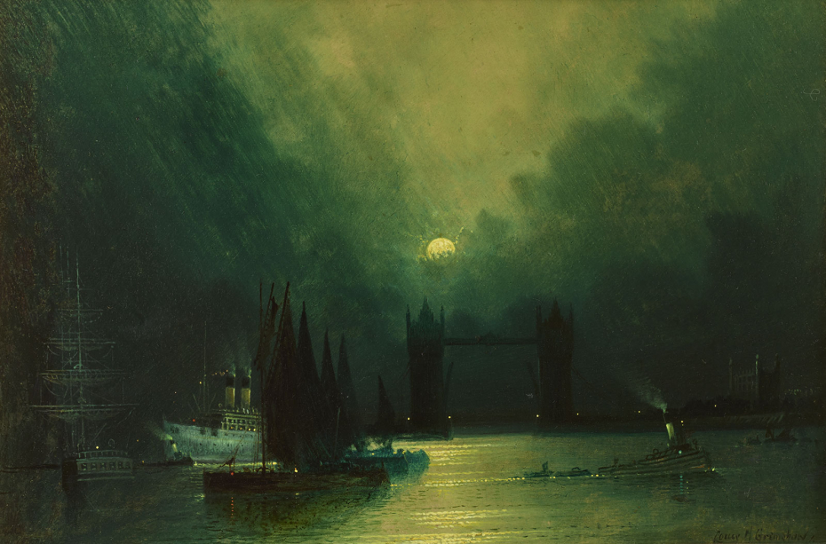 Tower Bridge and the Thames in the moonlight