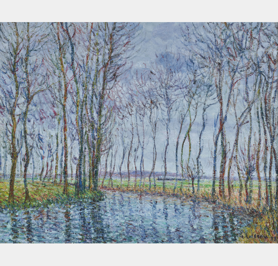 Gustave Loiseau, arbres au bord de la rivière